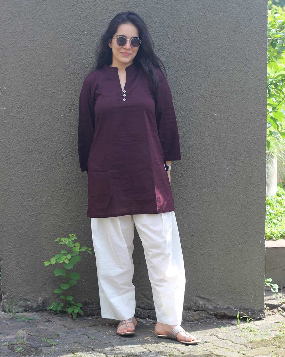 Rani Cotton Short Tunic - Dark Majenta