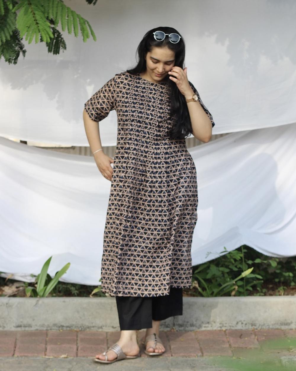Rekha Pleated Long Kurta