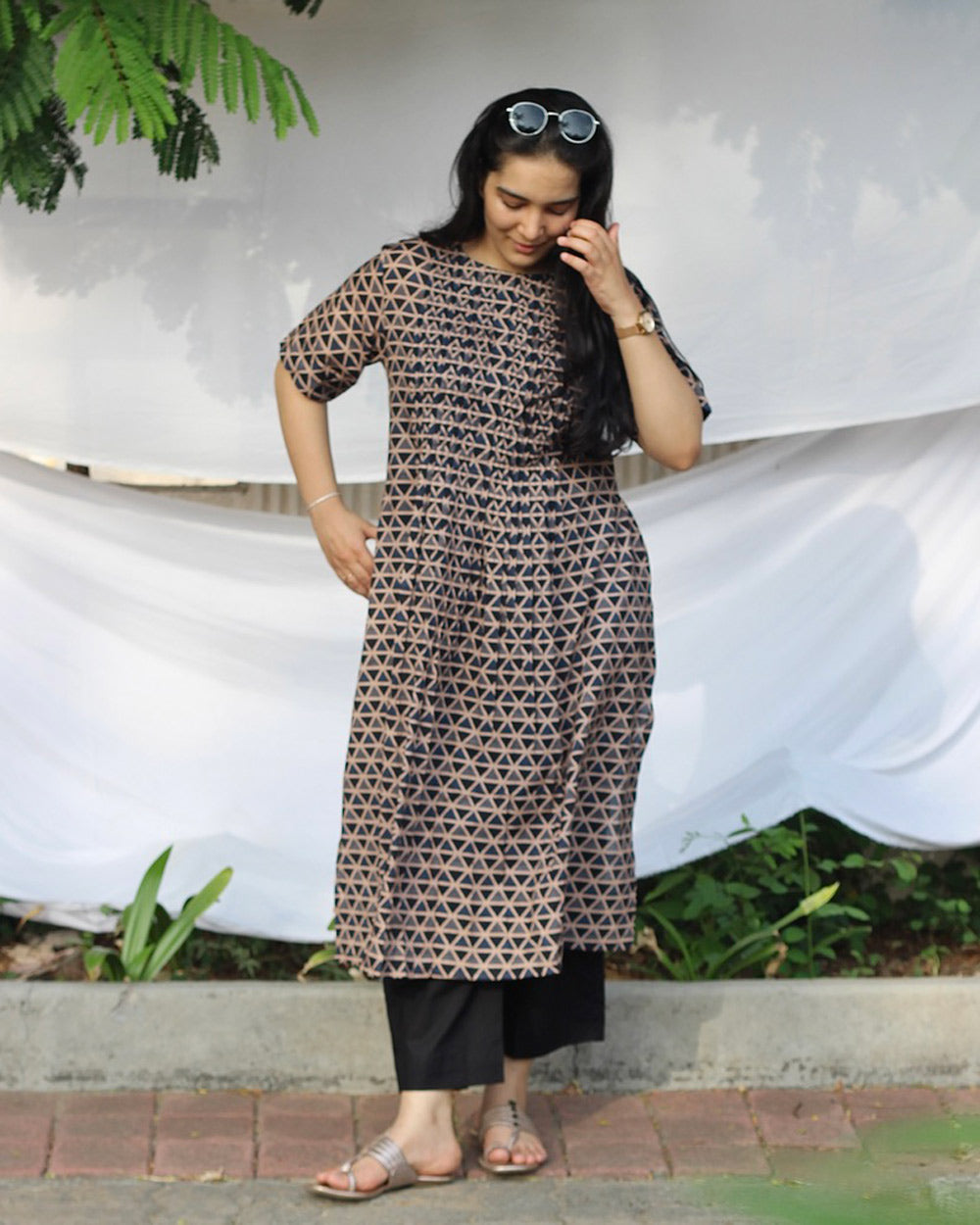Rekha Pleated Long Kurta