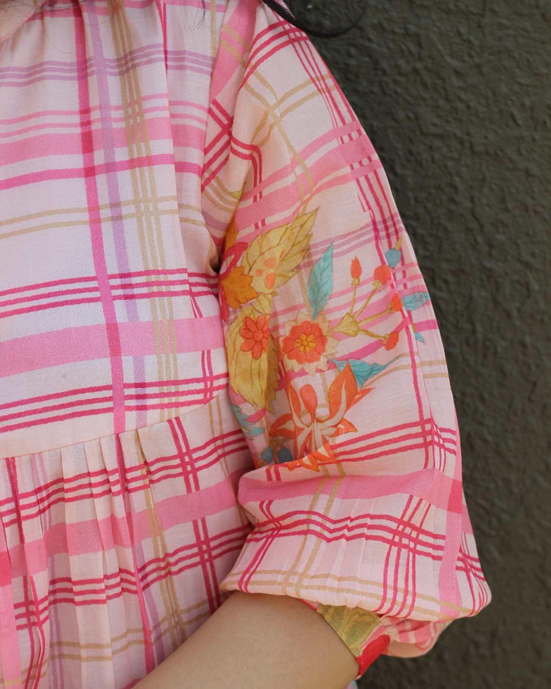 Mandarin Collar With Pleated Yoke
