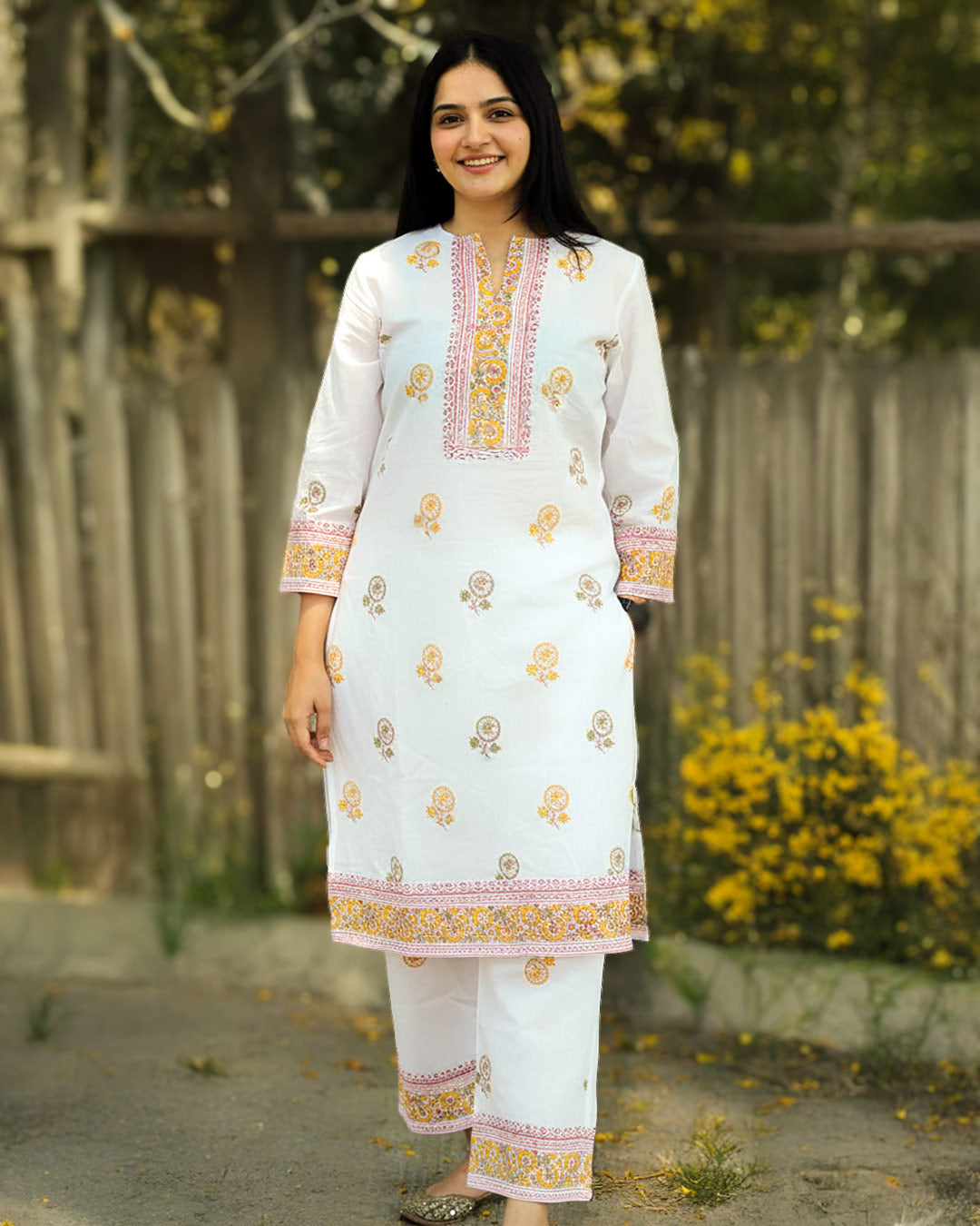 Summer Hue Handblock pure cotton kurta set- Set of 2