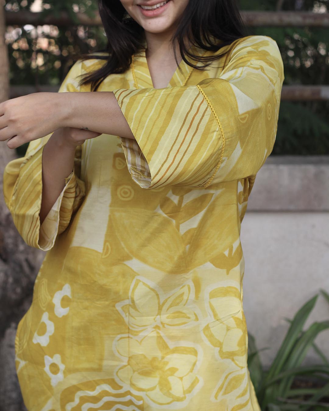 Marigold pure cotton silk kurta set