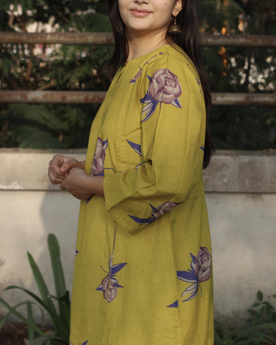 Rose Lime Cotton Kurta