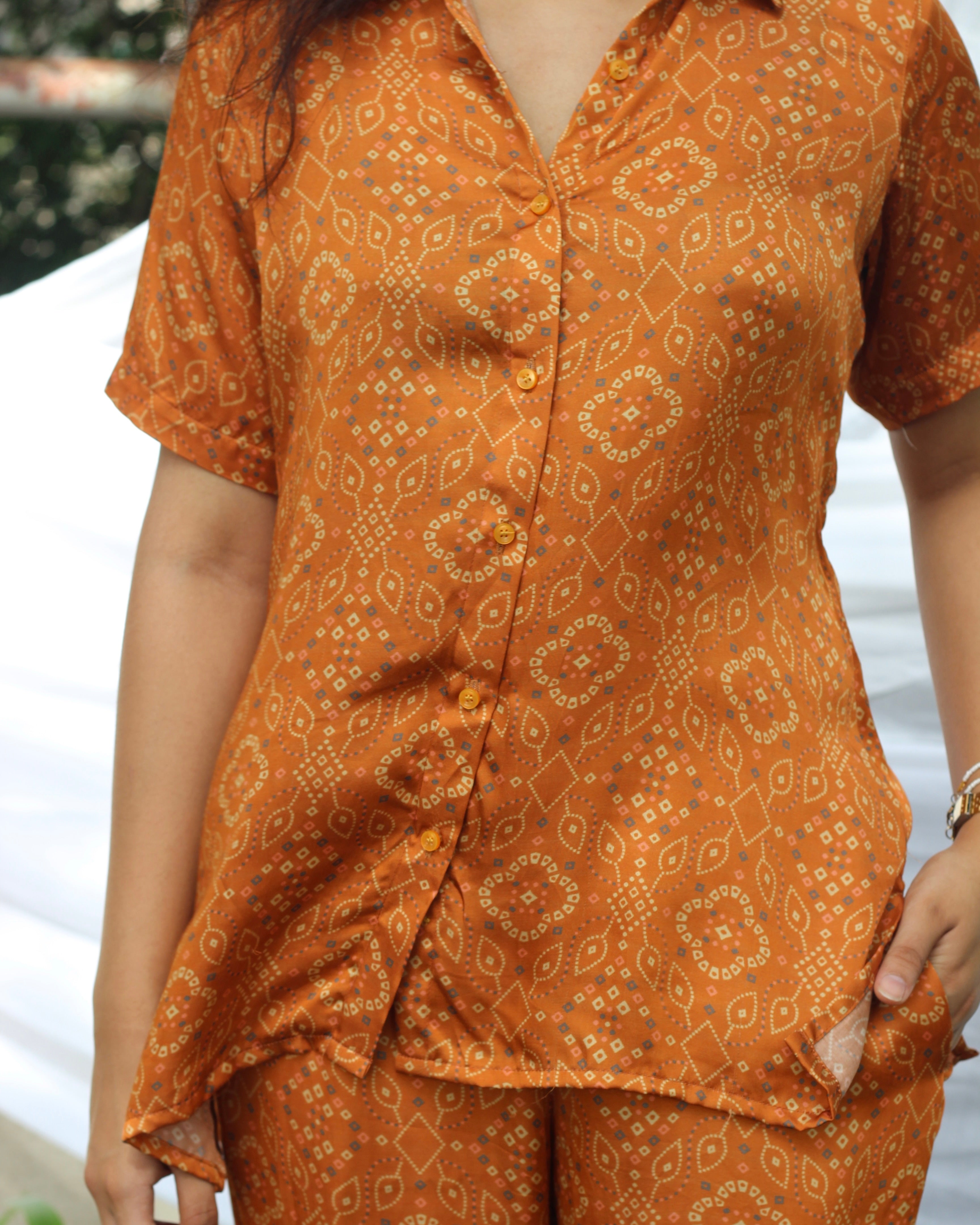 Copper Modal Satin Bandhani Co-ord Set_5