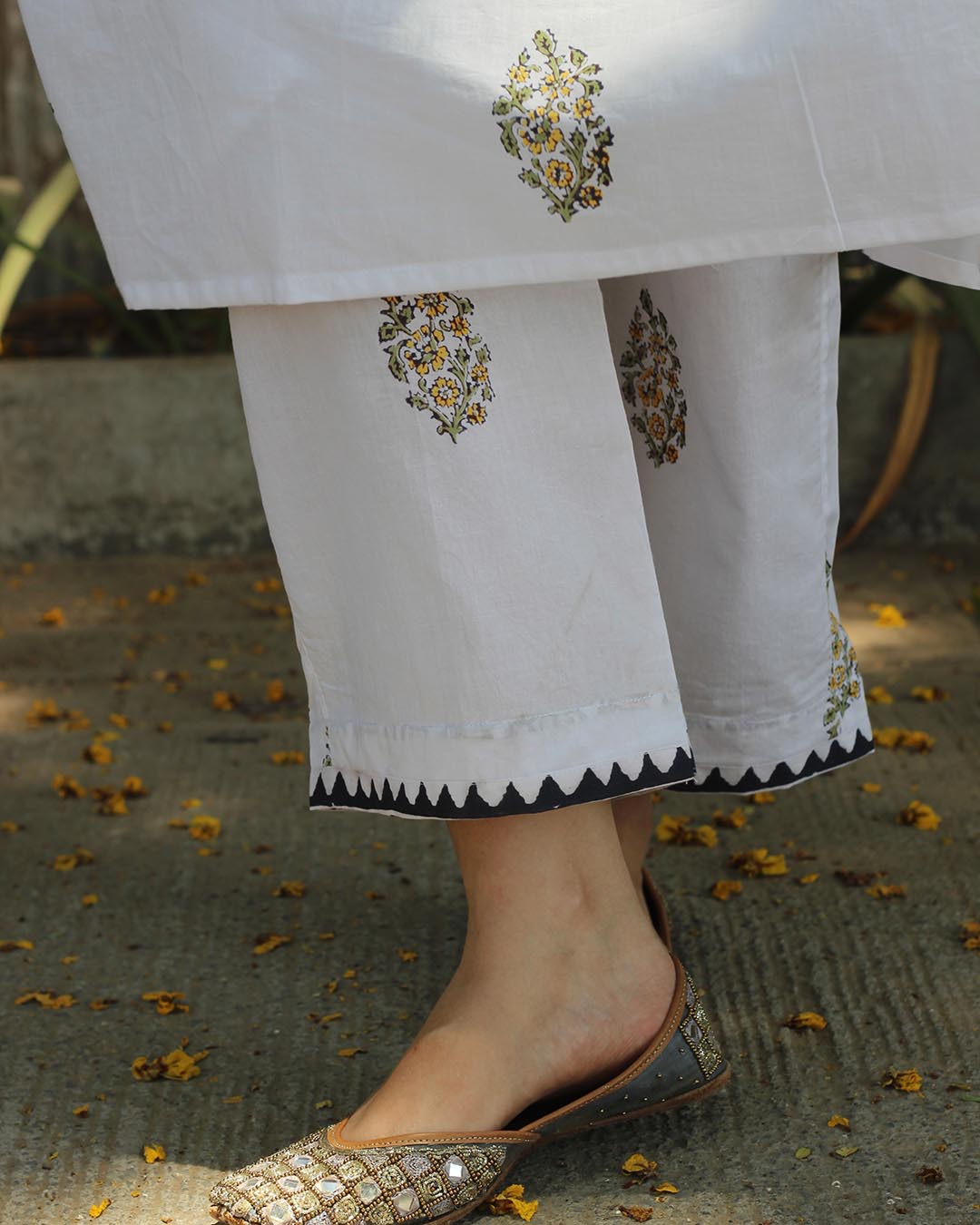 Muted Garden Handblock Printed Kurta set- Set of 2