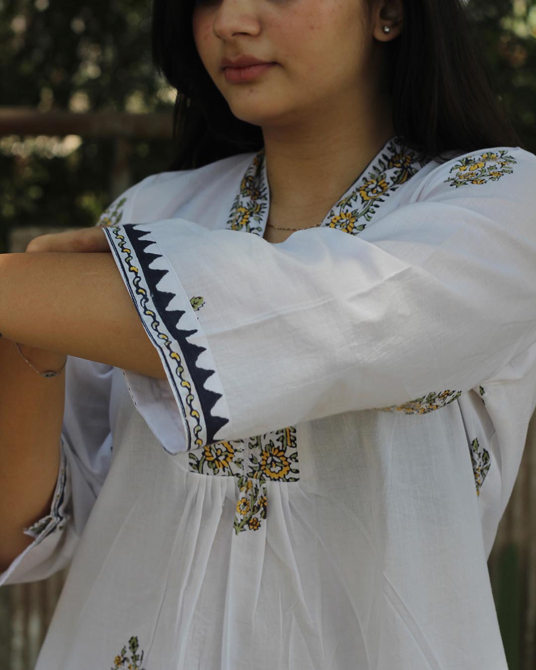 Muted Garden Handblock Printed Kurta set- Set of 2