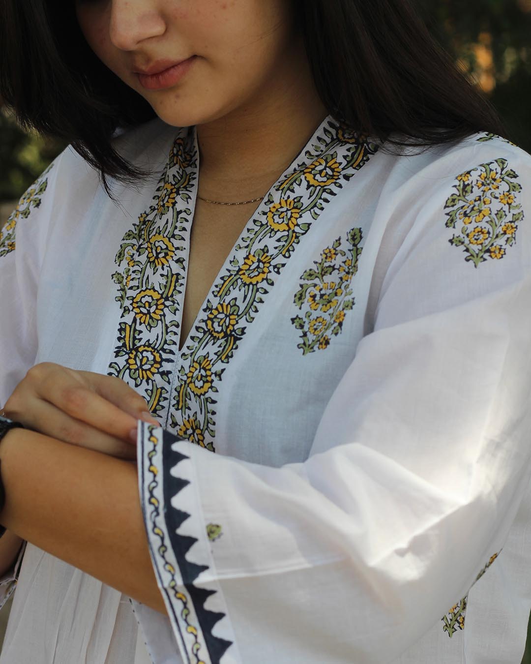 Muted Garden Handblock Printed Kurta set- Set of 2