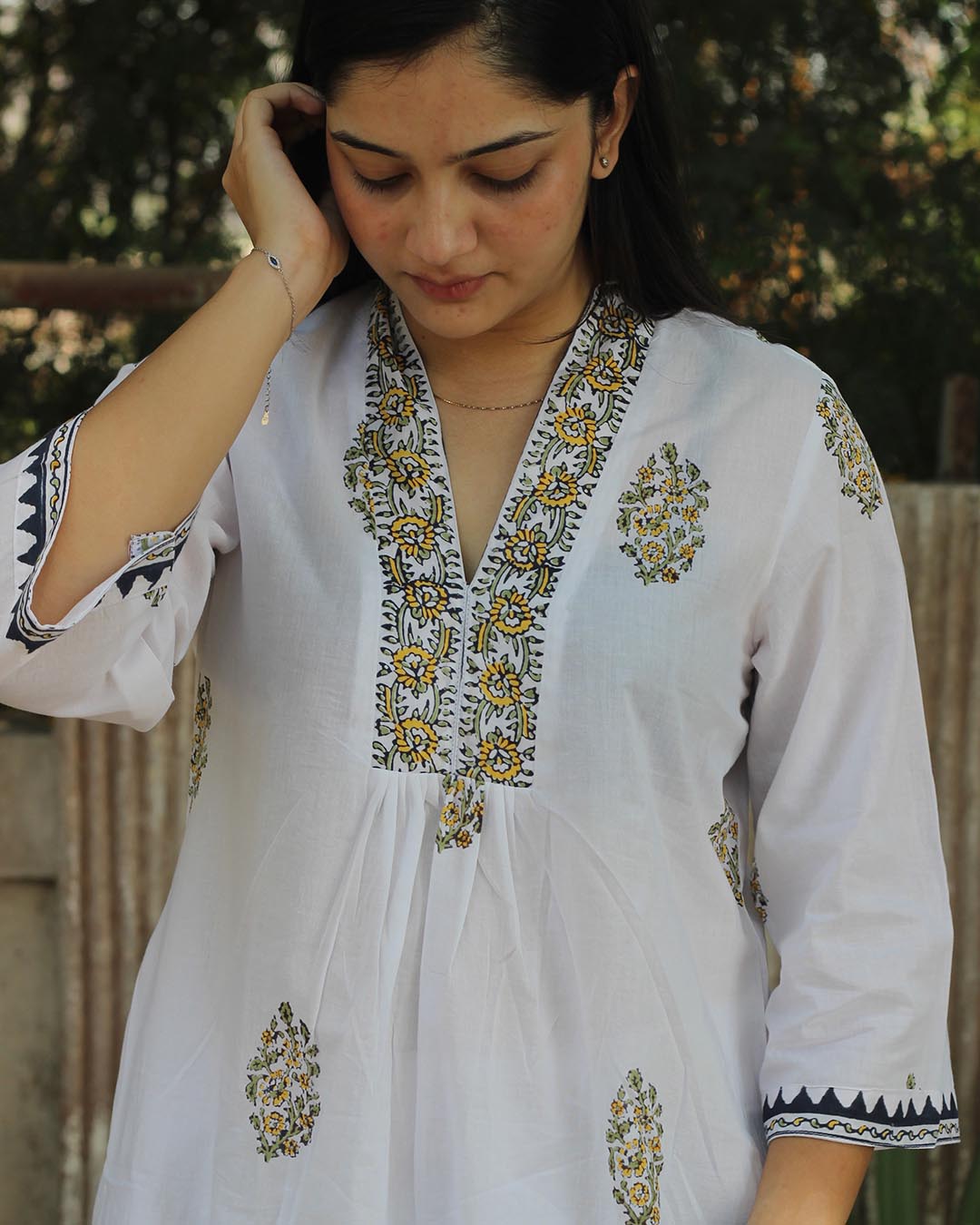 Muted Garden Handblock Printed Kurta set- Set of 2