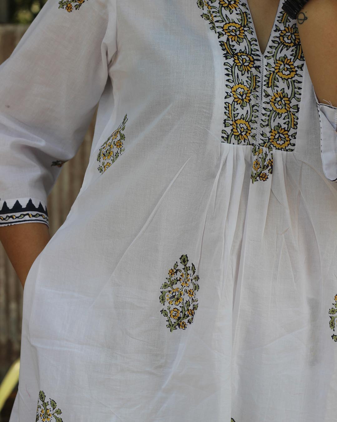 Muted Garden Handblock Printed Kurta set- Set of 2