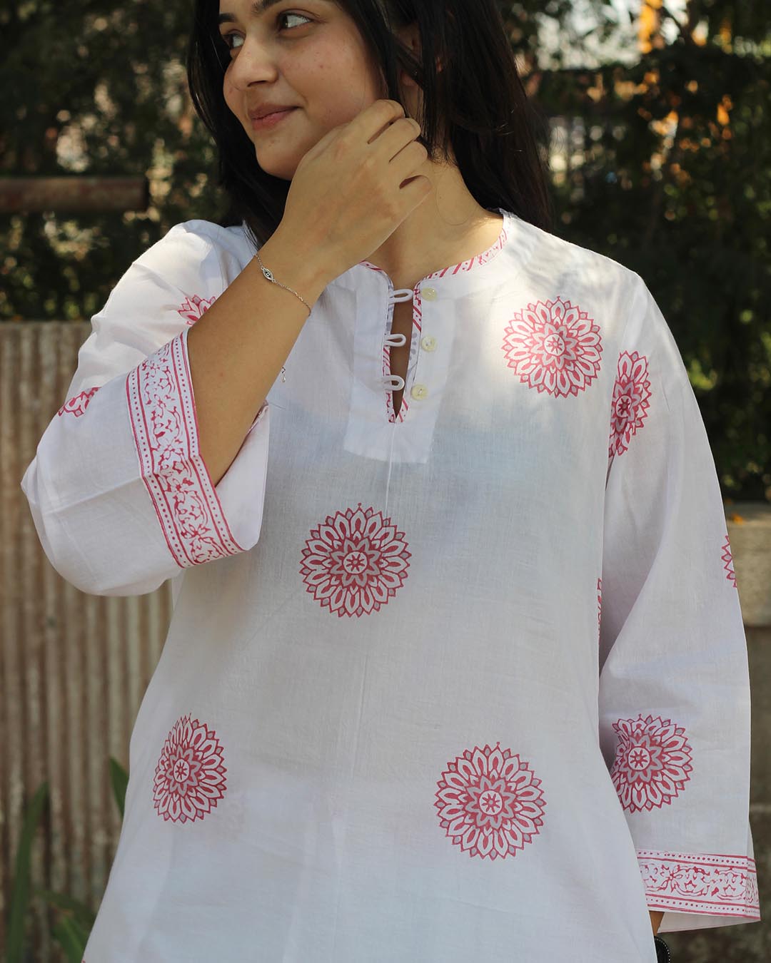 Blush Grey Handblock kurta set- Set of