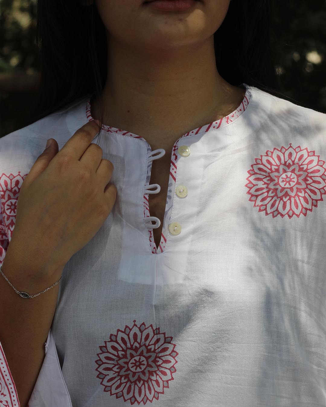 Blush Grey Handblock kurta set- Set of