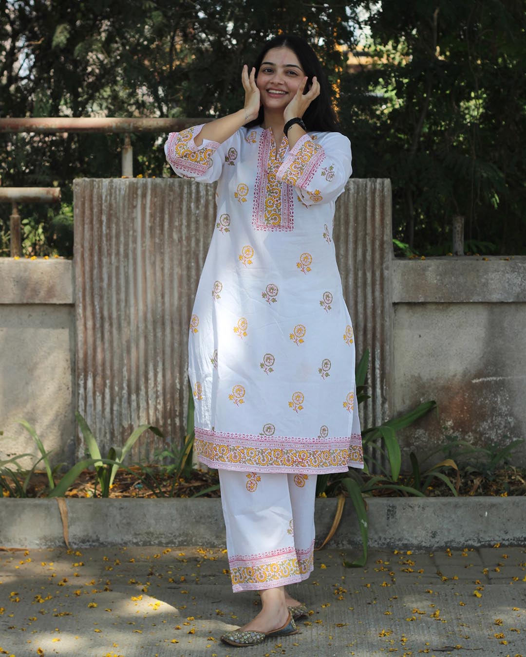 Summer Hue Handblock pure cotton kurta set- Set of 2