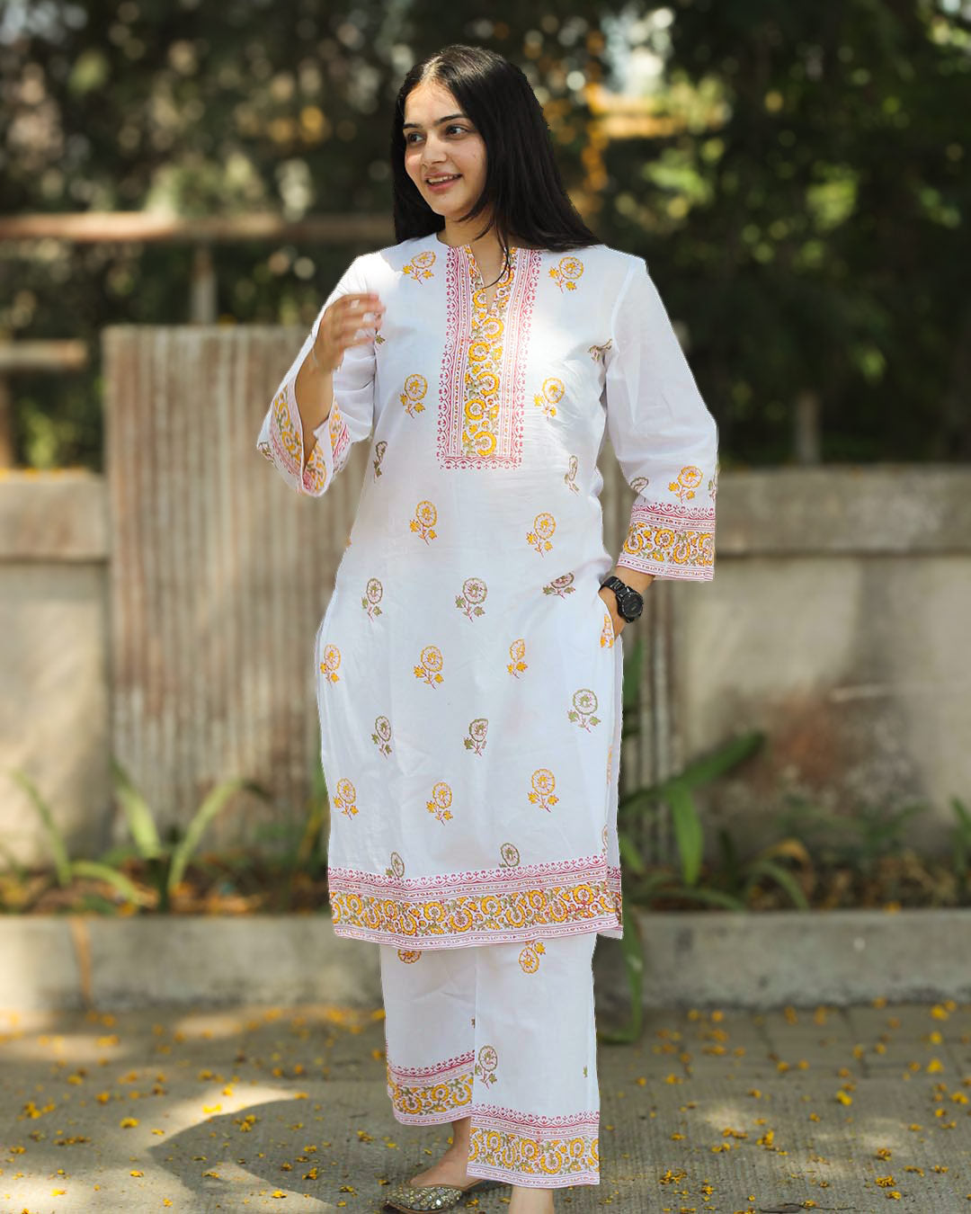 Summer Hue Handblock pure cotton kurta set- Set of 2