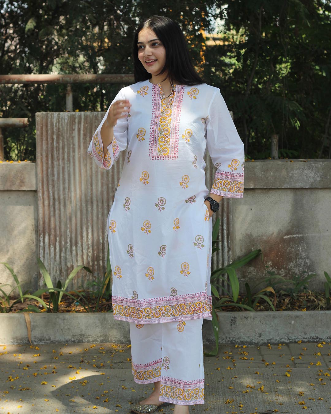 Summer Hue Handblock pure cotton kurta set- Set of 2