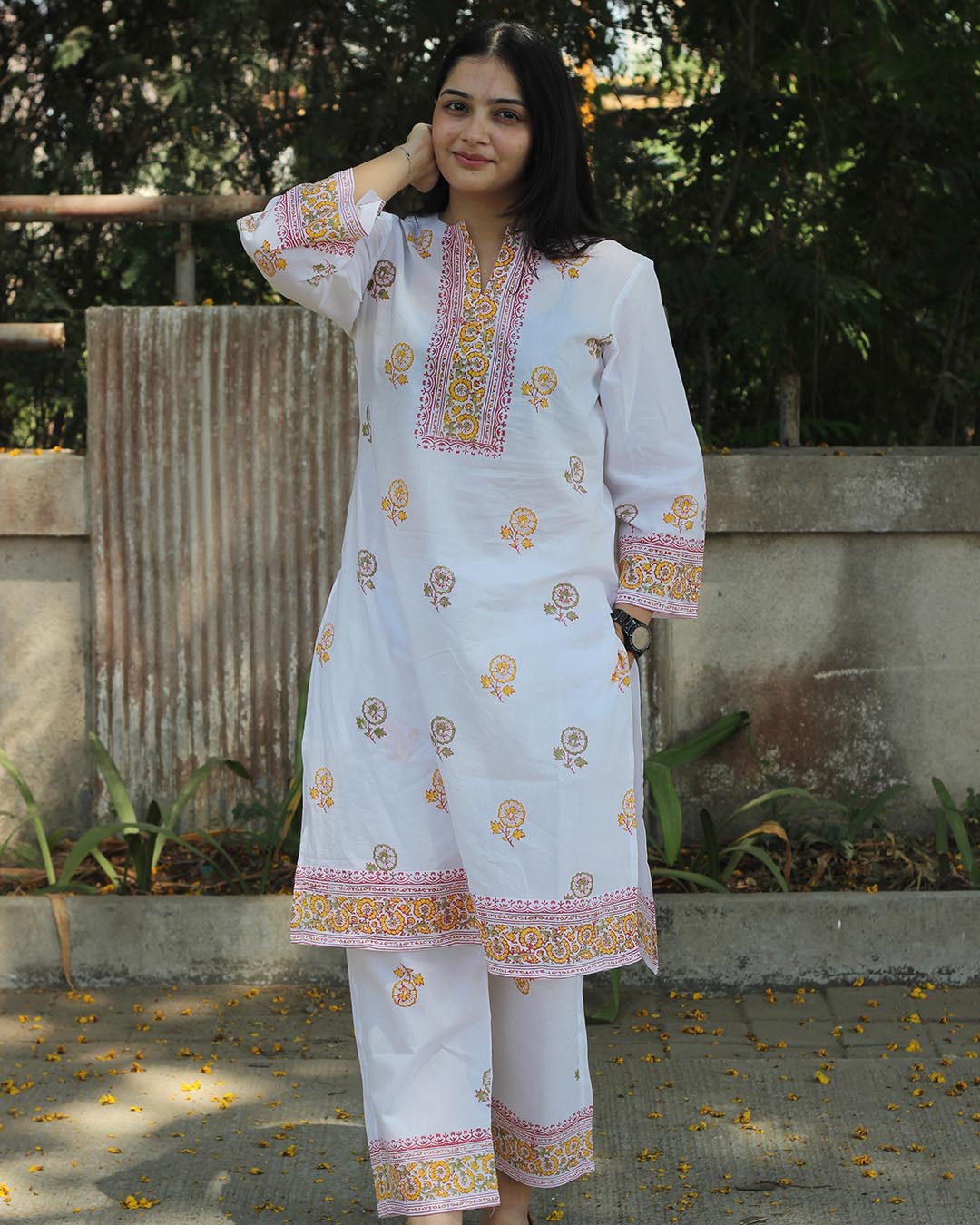 Summer Hue Handblock pure cotton kurta set- Set of 2