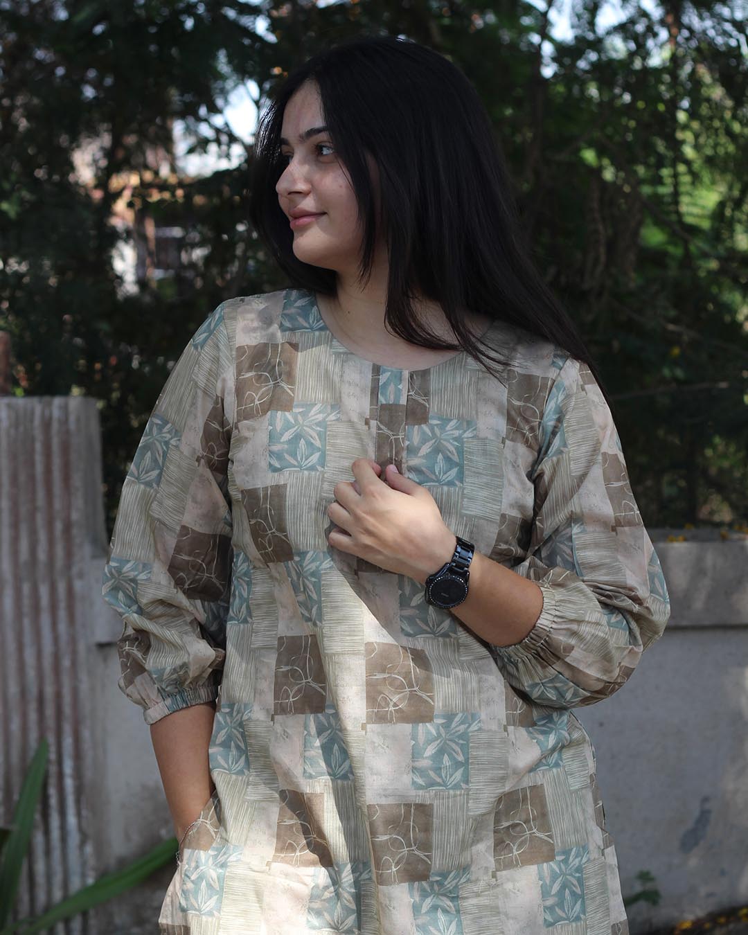 Earthy Contrast pure cotton Kurta set - Set of