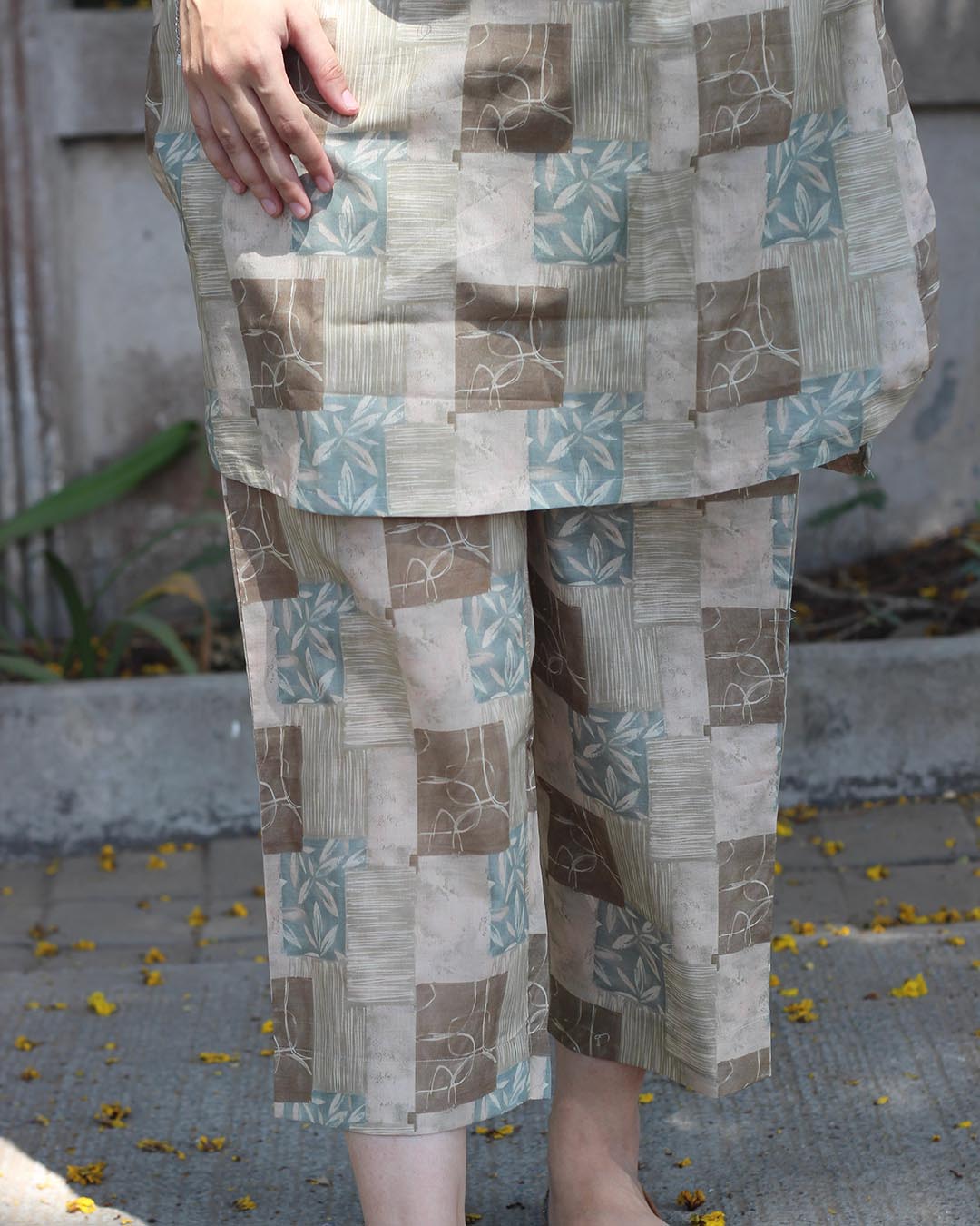 Earthy Contrast pure cotton Kurta set - Set of