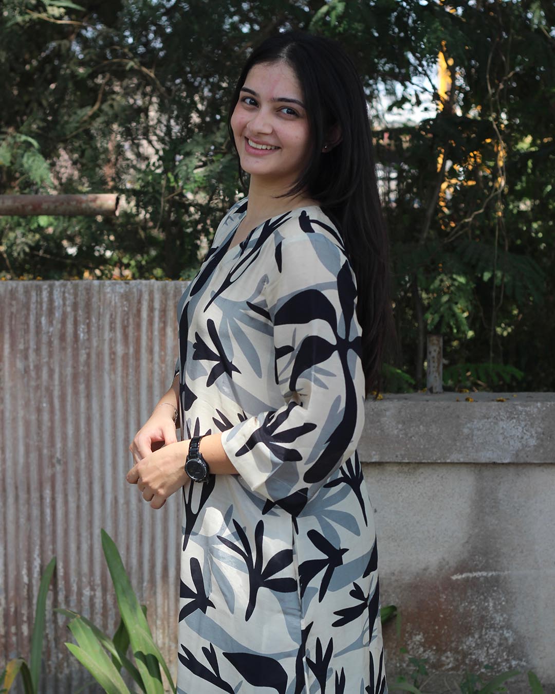 Midnight blossom Cotton Silk Kurta