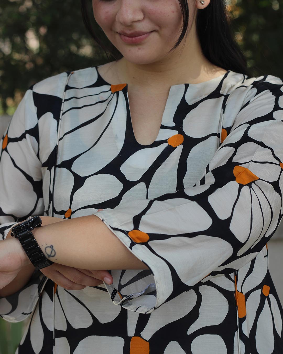 Kiara Floral Printed Cotton Silk Kurta with Cotton Lining