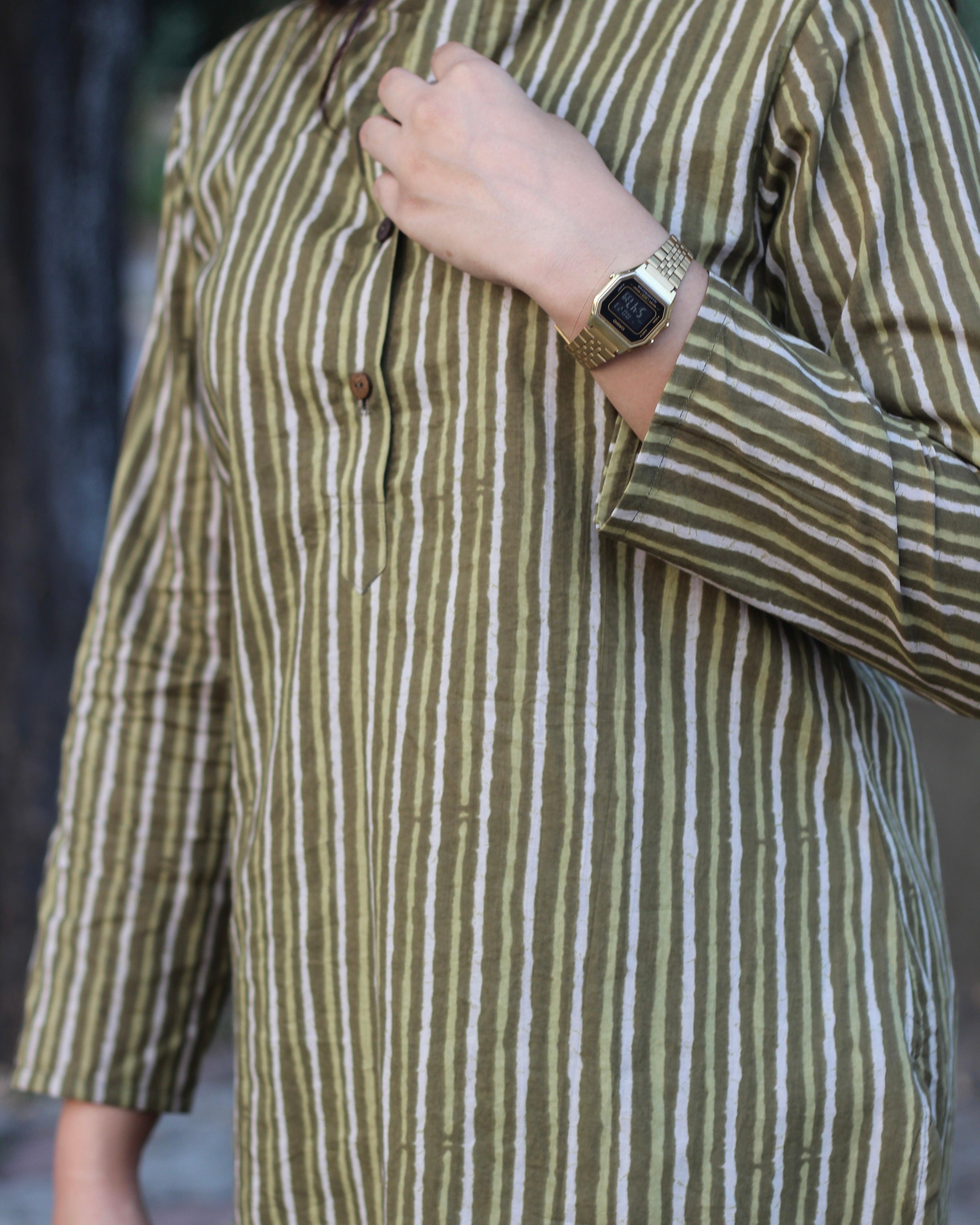 Pure cotton fabirc stripe short kurta