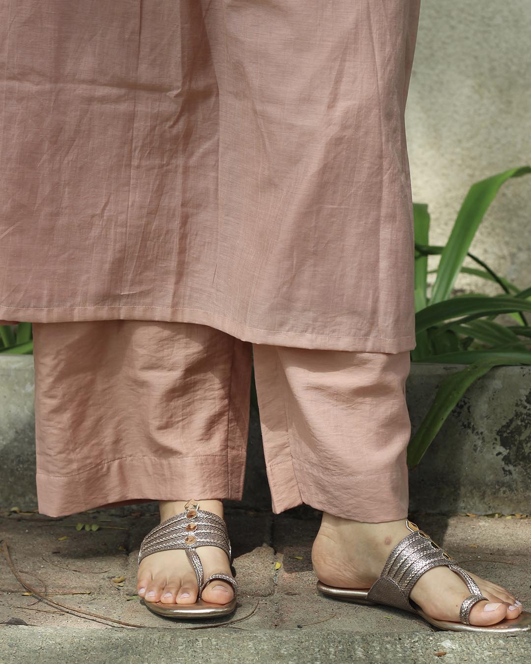 Mul Chanderi Pastel Pink Kurta Set- Set of 2