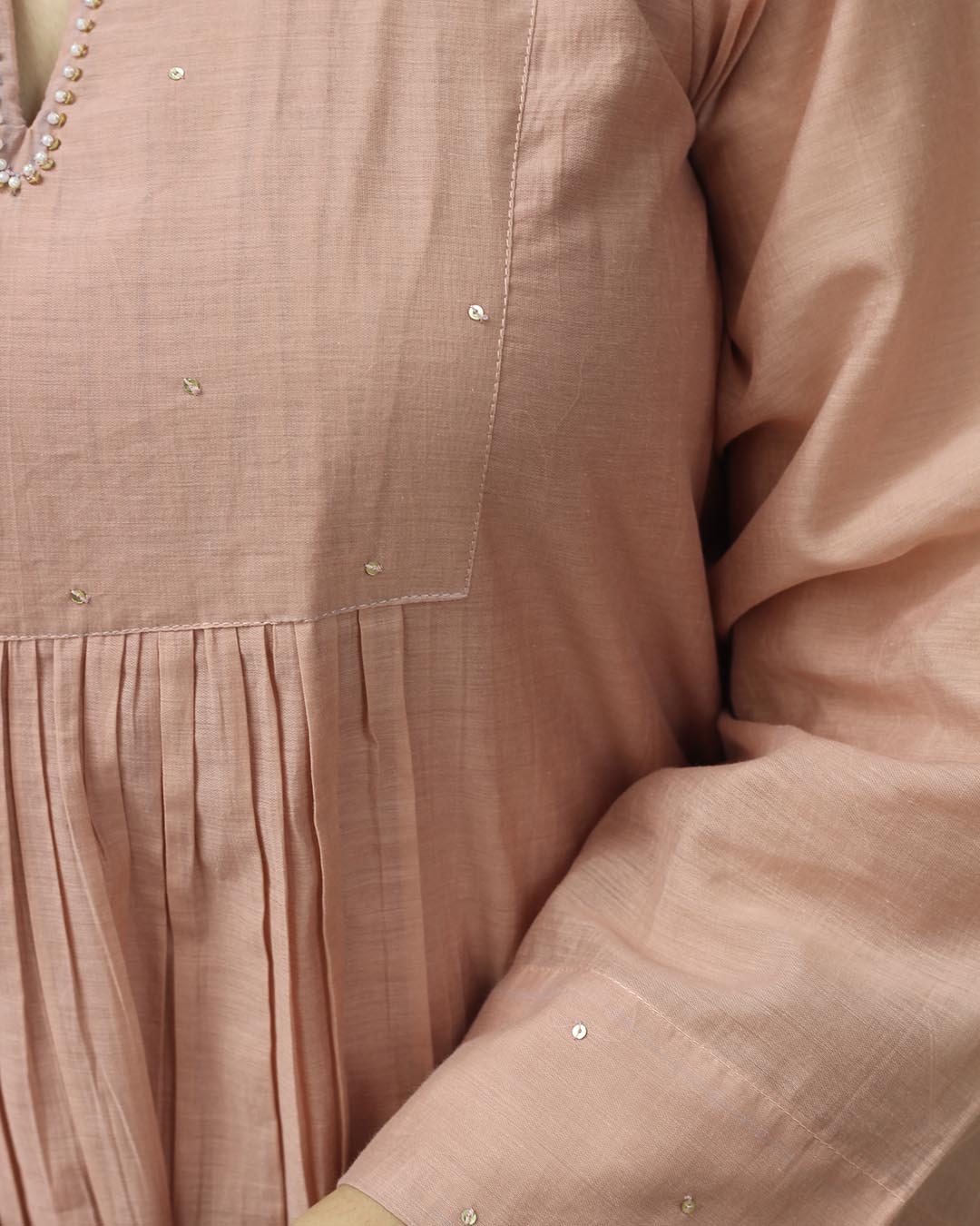 Mul Chanderi Pastel Pink Kurta Set- Set of 2