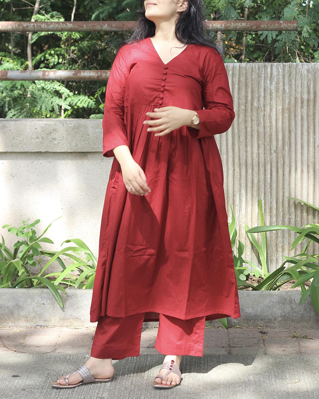 Bright Red Pure cotton Kurta Set - Set of 2