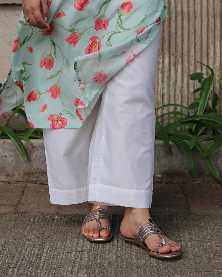 White Relaxed Cotton Pants