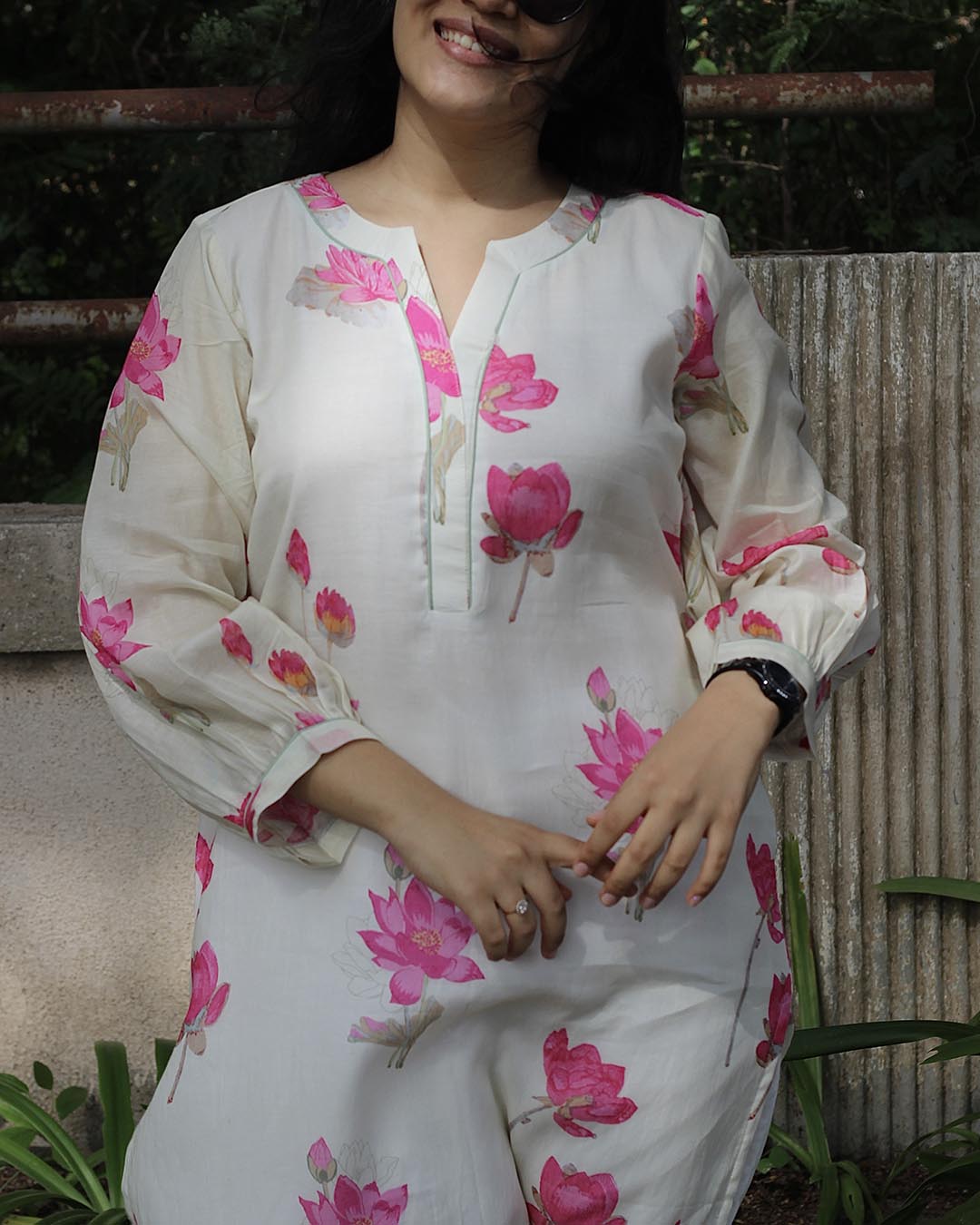 Ava floral Long kurta in Pure cotton