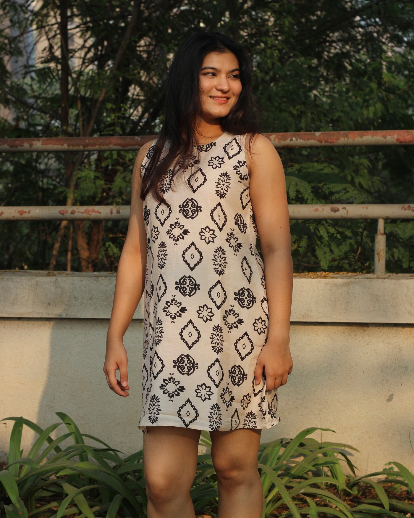 Ajrakh Pure Muslin Short Dress - Casual Summer wear indiefabstore Ajrakh Pure Muslin Short Dress - Casual Summer wear indiefabstore