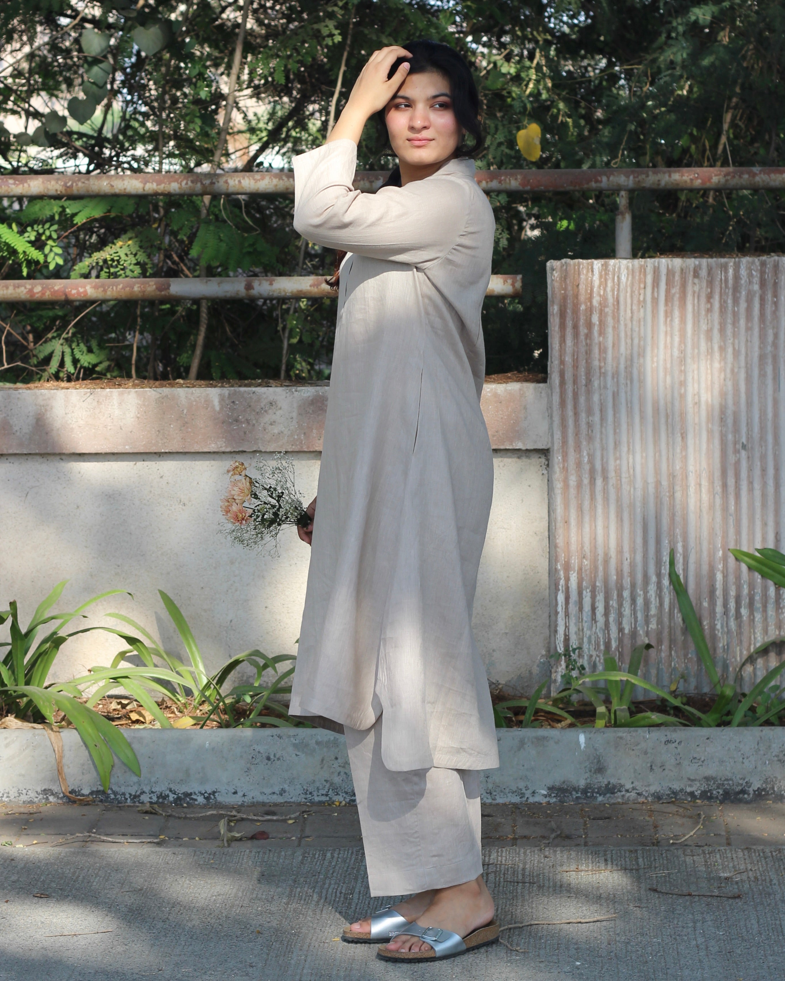 Linen set with pockets 