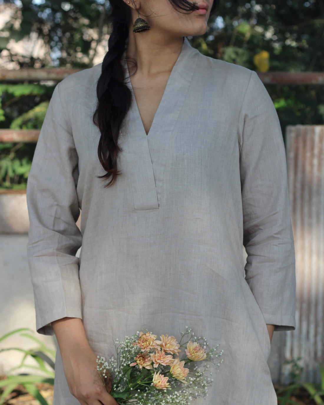 V neck Linen co-ord