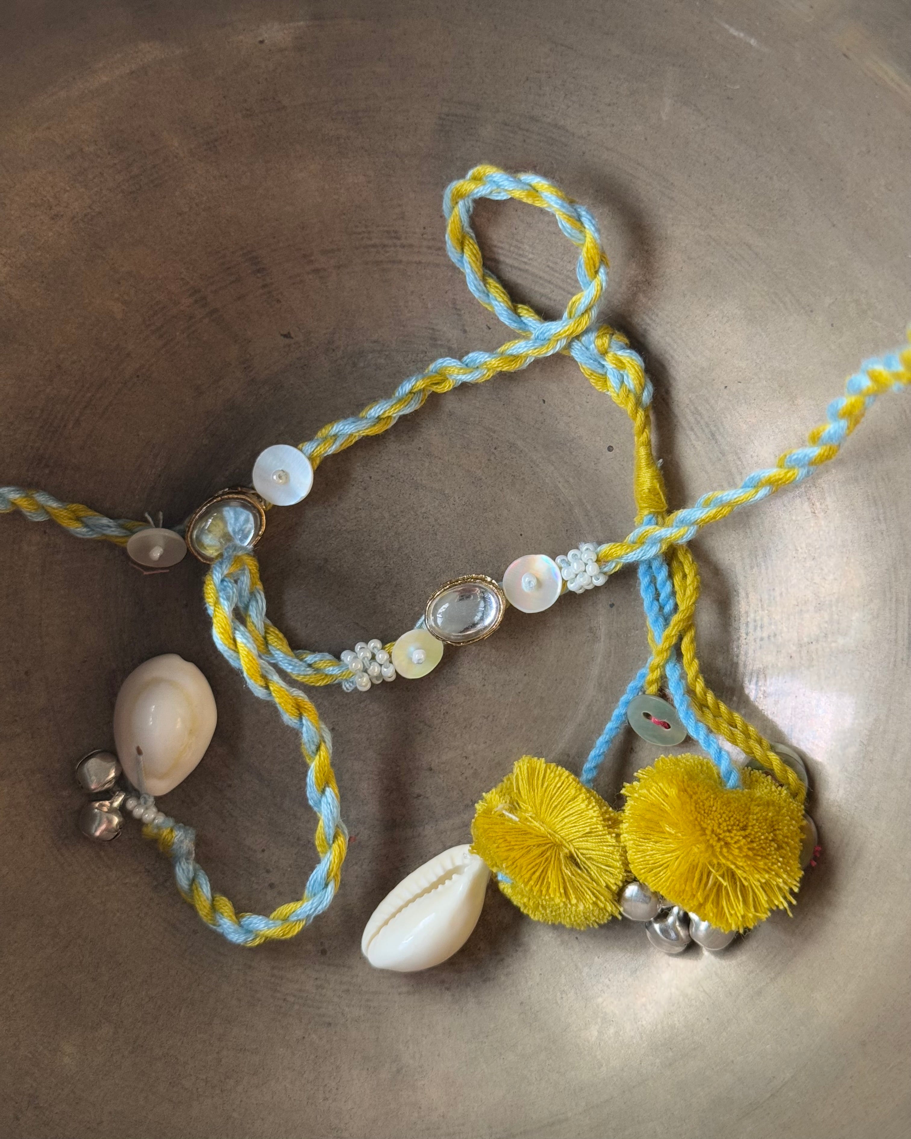 Set of 2 - Blue & Green contrast Rakhi & Lumba