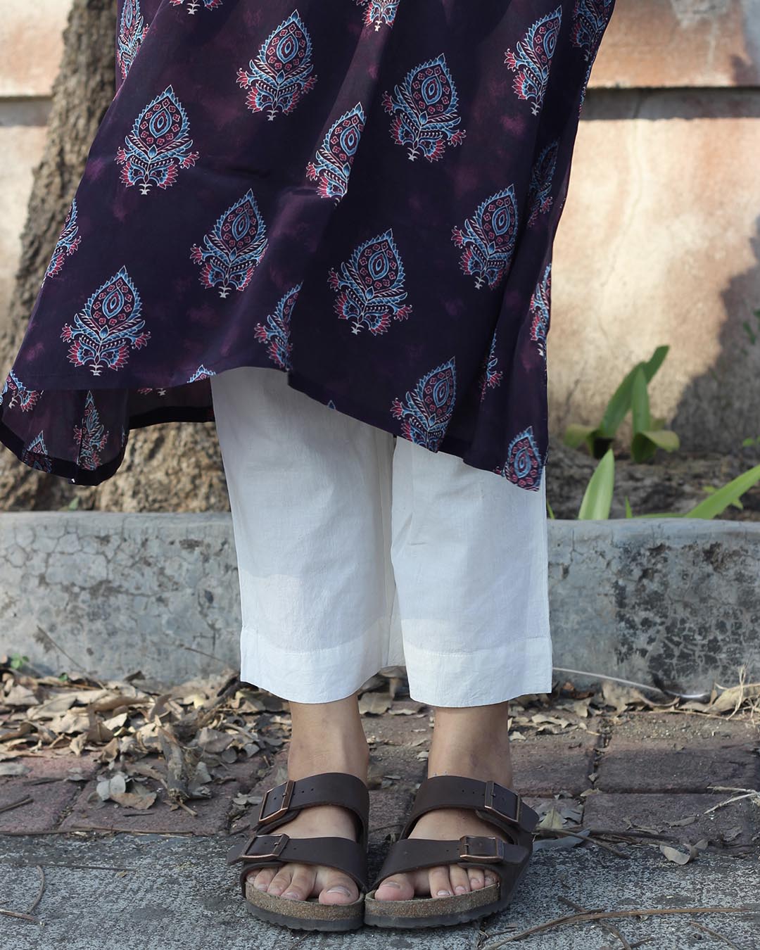 Meher Pure Crepe Dusty Purple Printed Kurta