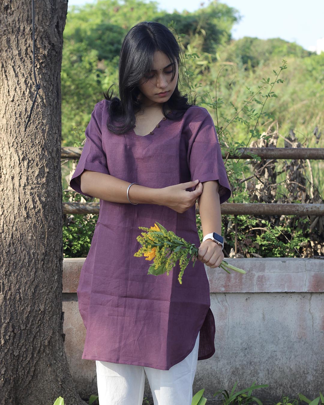 Plum Premium Linen Tunic