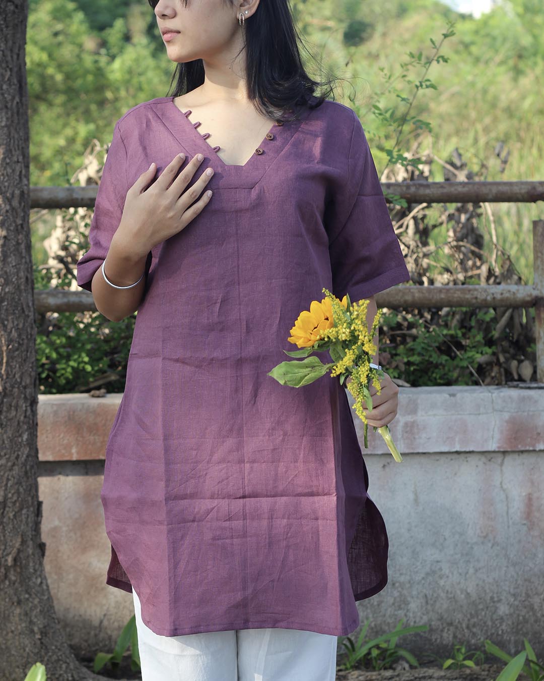 Plum Premium Linen Tunic