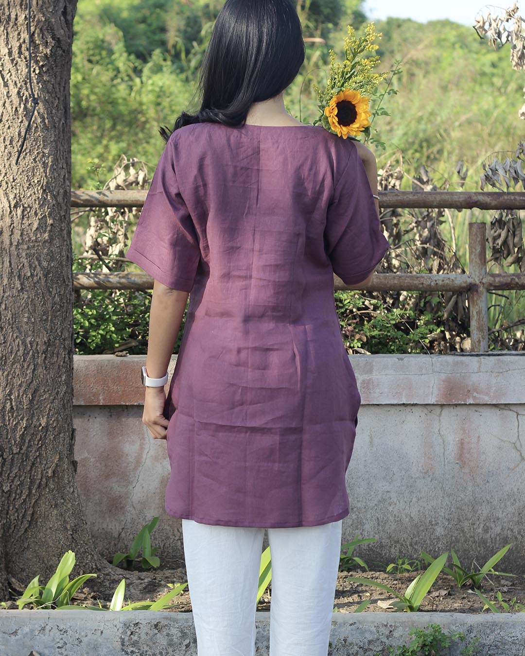 Plum Premium Linen Tunic