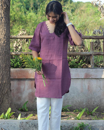 Plum Premium Linen Tunic