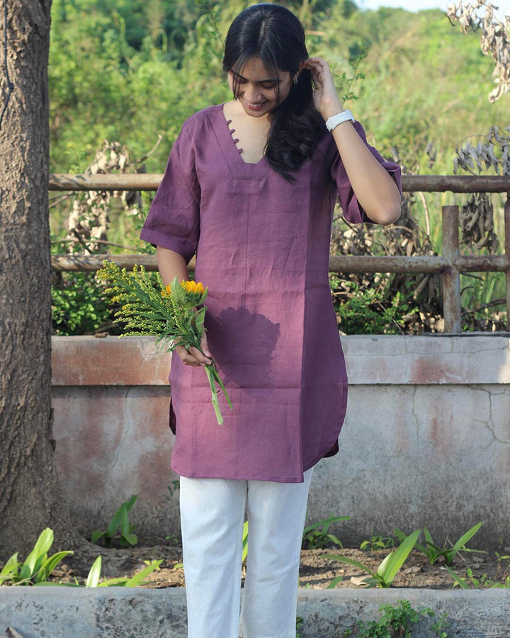 Plum Premium Linen Tunic