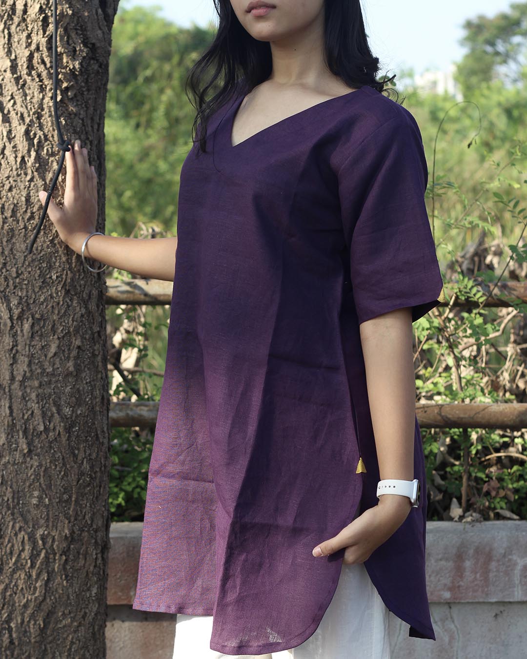 Dark Purple Premium Linen Tunic