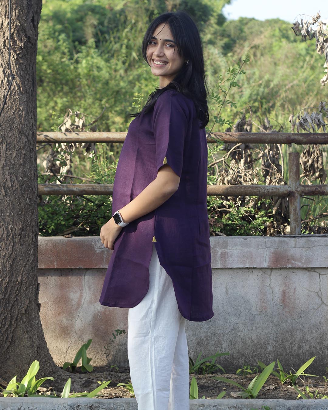 Dark Purple Premium Linen Tunic