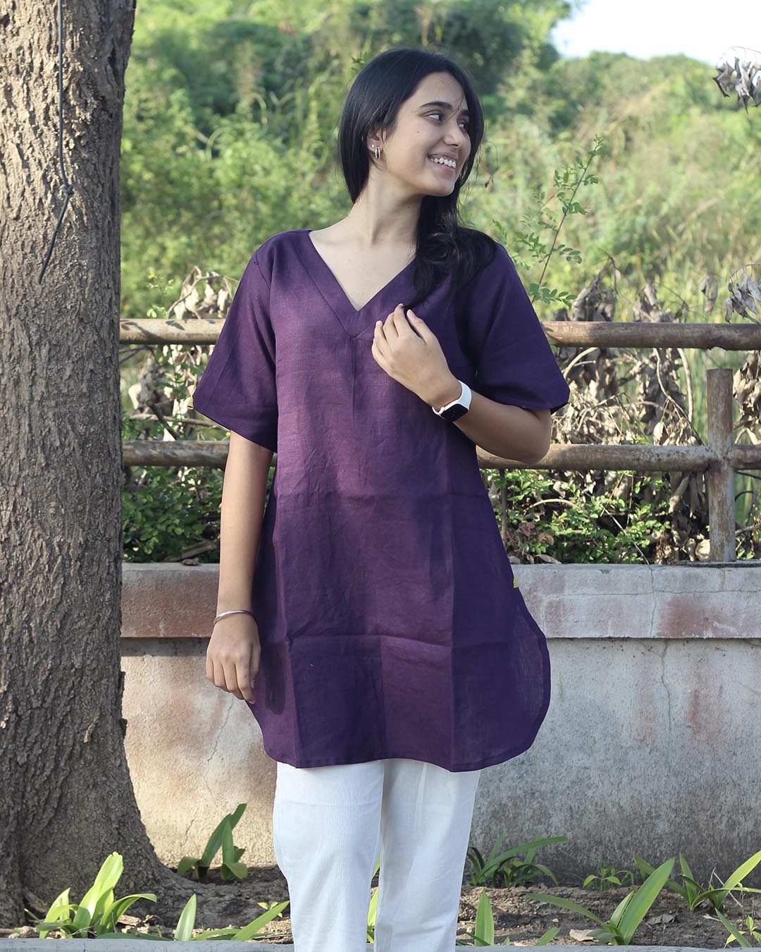 Dark Purple Premium Linen Tunic