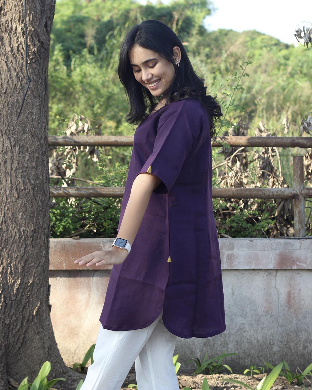 Dark Purple Premium Linen Tunic