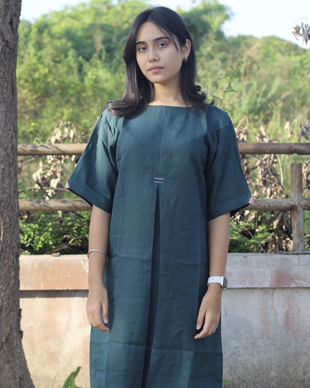Teal Green Long kurta in Premium Linen