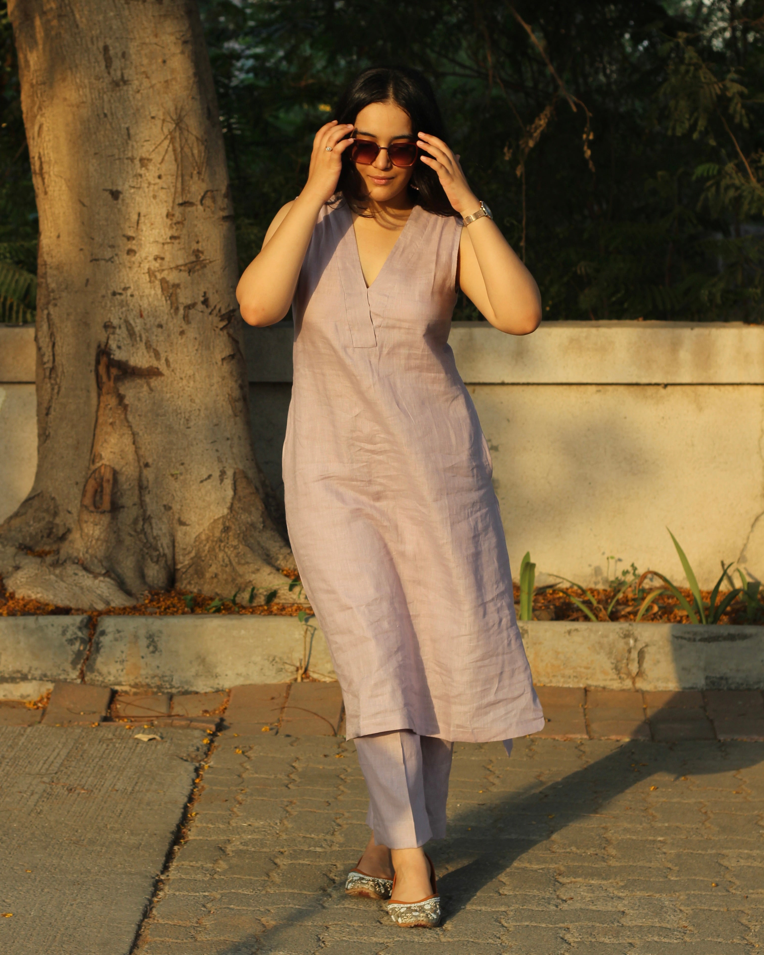 Lavender Pure linen co-ord set- indiefabstore