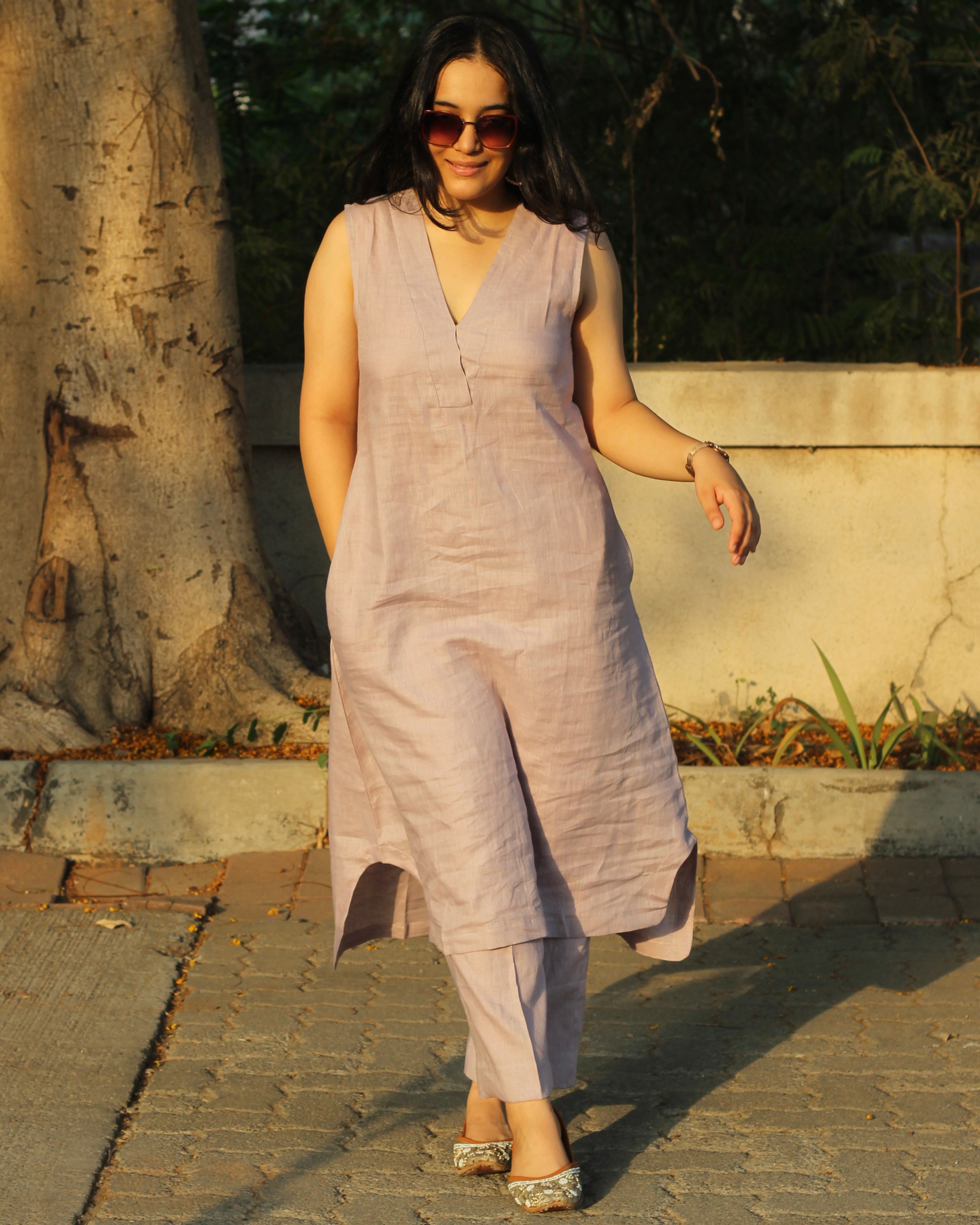 Lavender Pure linen co-ord set- indiefabstore