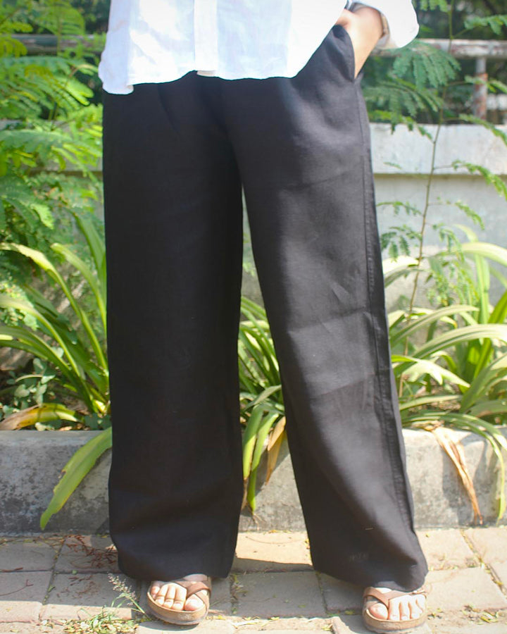 Pure Linen Pants - Black