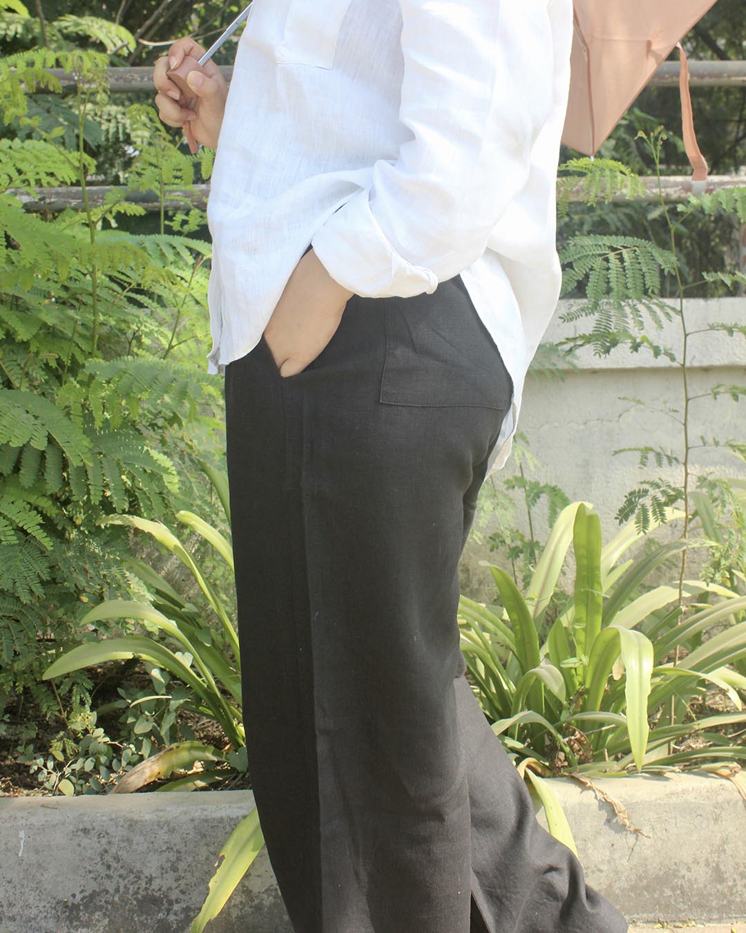 Pure Linen Pants - Black