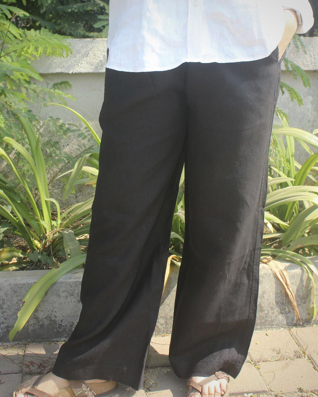 Pure Linen Pants - Black