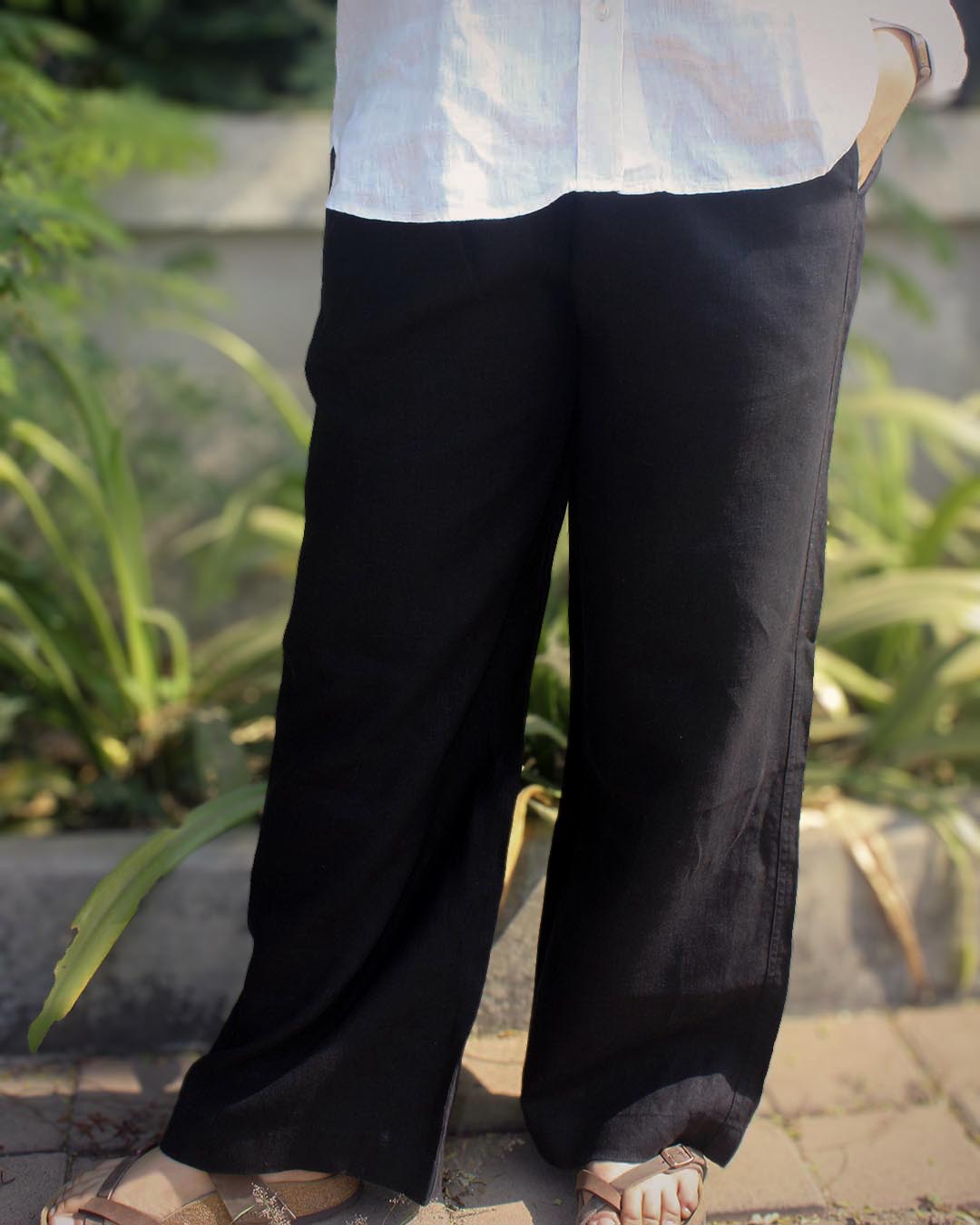 Pure Linen Pants - Black